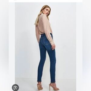 Karen Millen | Blue Highrise Studded Skinny Jeans Size 4
